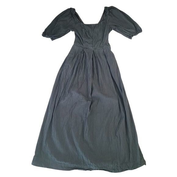 Milkmaid Black Maxi Dress – Seersucker Fairycore Goth XS EUC - Picture 2 of 9